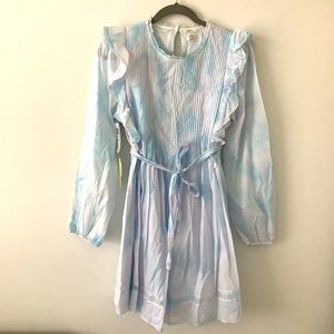 NWT Wilfred Elia Dress Ruffled tie dye blue mini dress size small